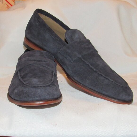 Oliver Sweeney Keyworth Navy Blue Calf Suede Penny Loafers Sze 10 Excellent Cond - Picture 1 of 12